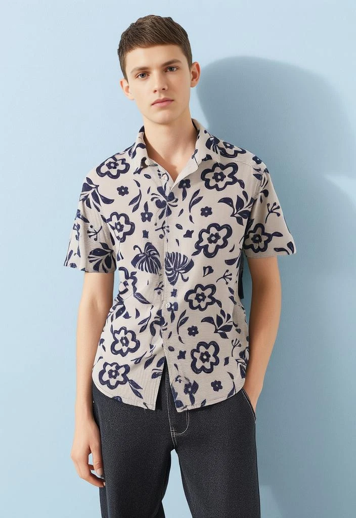 Printed Off White Shirt for Men